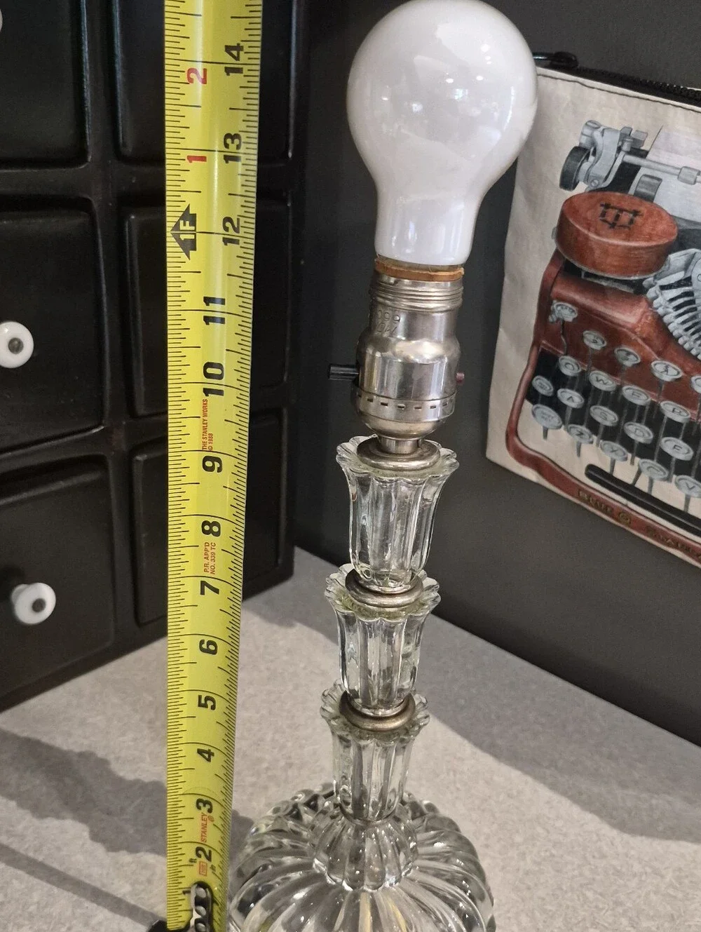 Clear Glass Table Lamp - Elegant Crystal-Style Home Accent VINTAGE